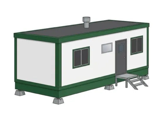 Mobile office trailer with restroom illustration