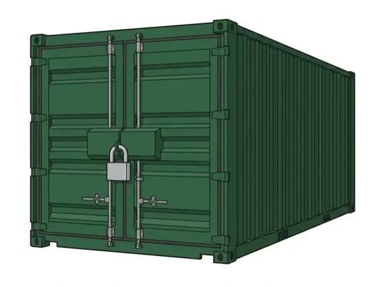 Secure storage container with padlock illustration