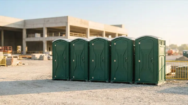 Row of portable restrooms